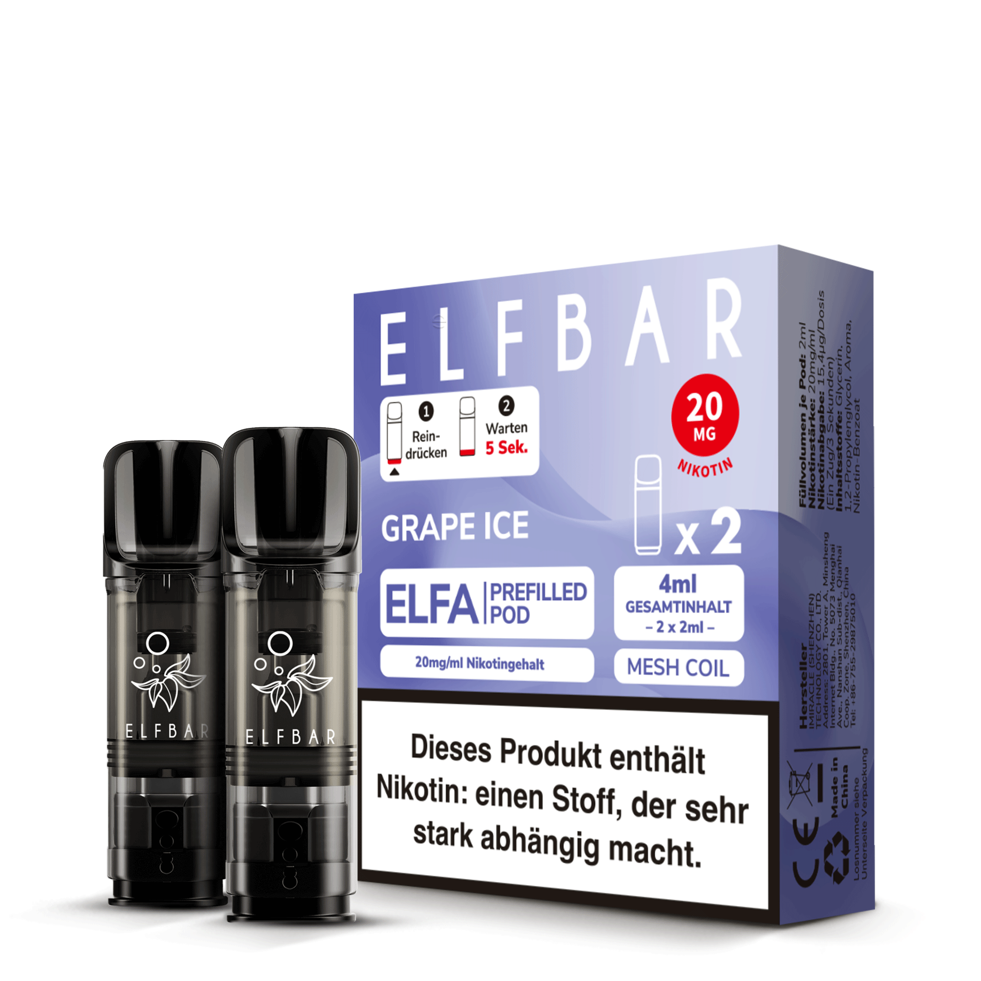 Elfa Mit Nikotin Elfa Pod mit 2% Nikotin - Grape Ice
