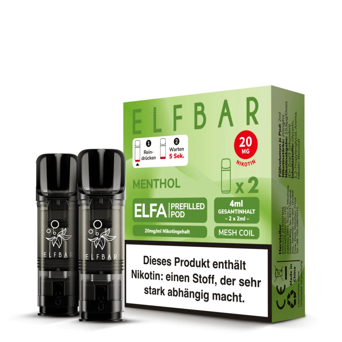 Elfa Mit Nikotin Elfa Pod mit 2% Nikotin - Menthol