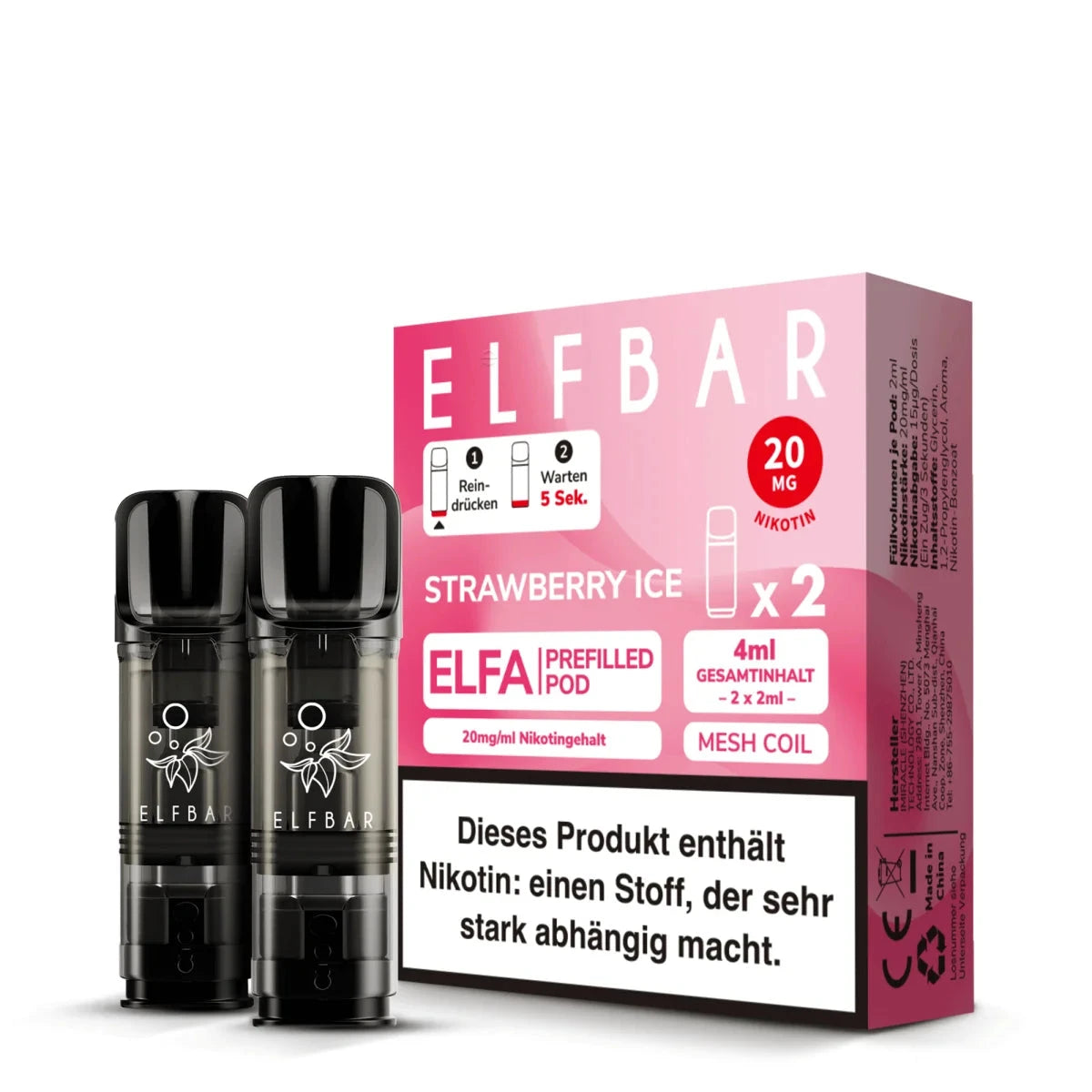 Elfa Mit Nikotin Elfa Pod mit 2% Nikotin - Strawberry Ice