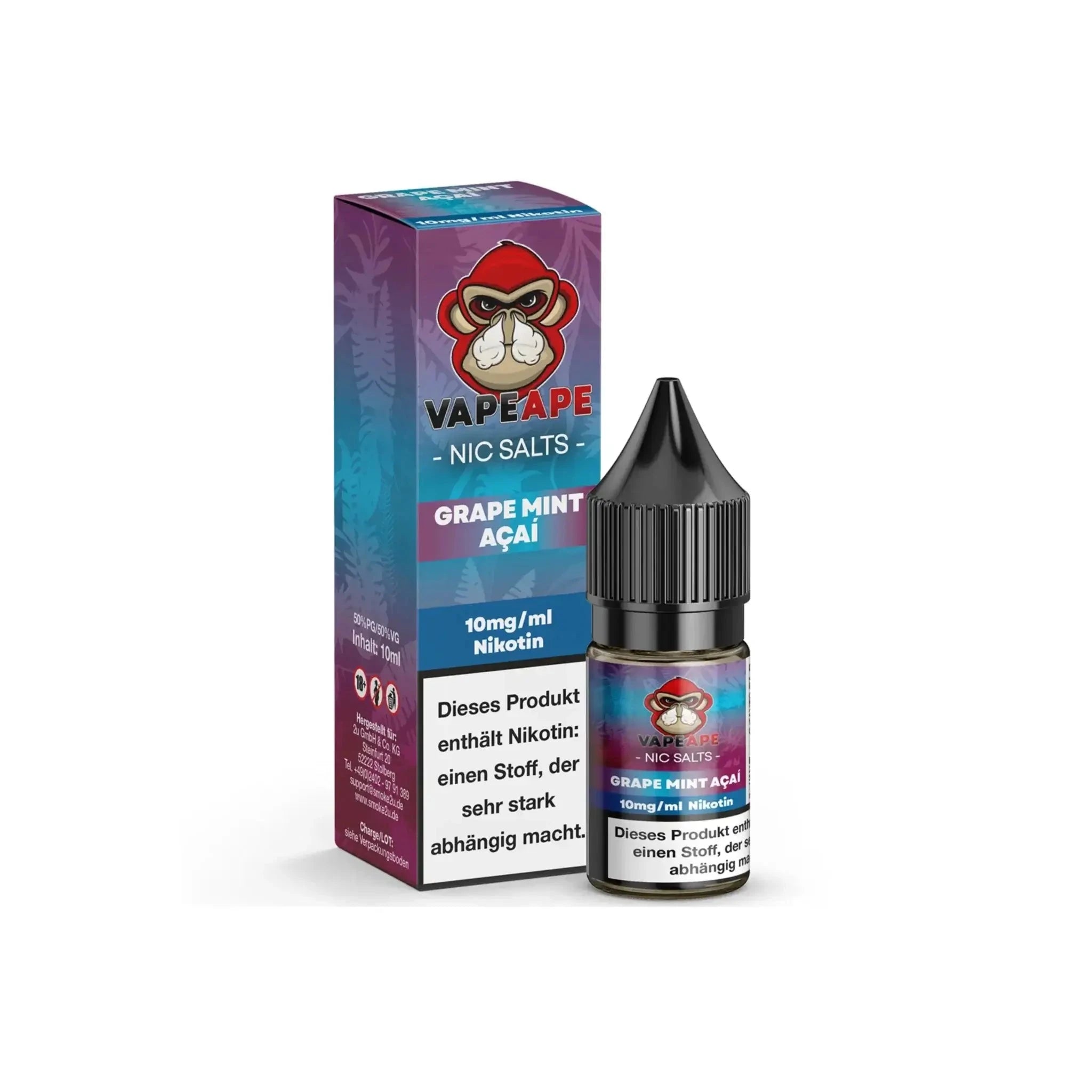 Automatenpaten VapeApe Liquid 10ml - Grape Mint Acai 10mg