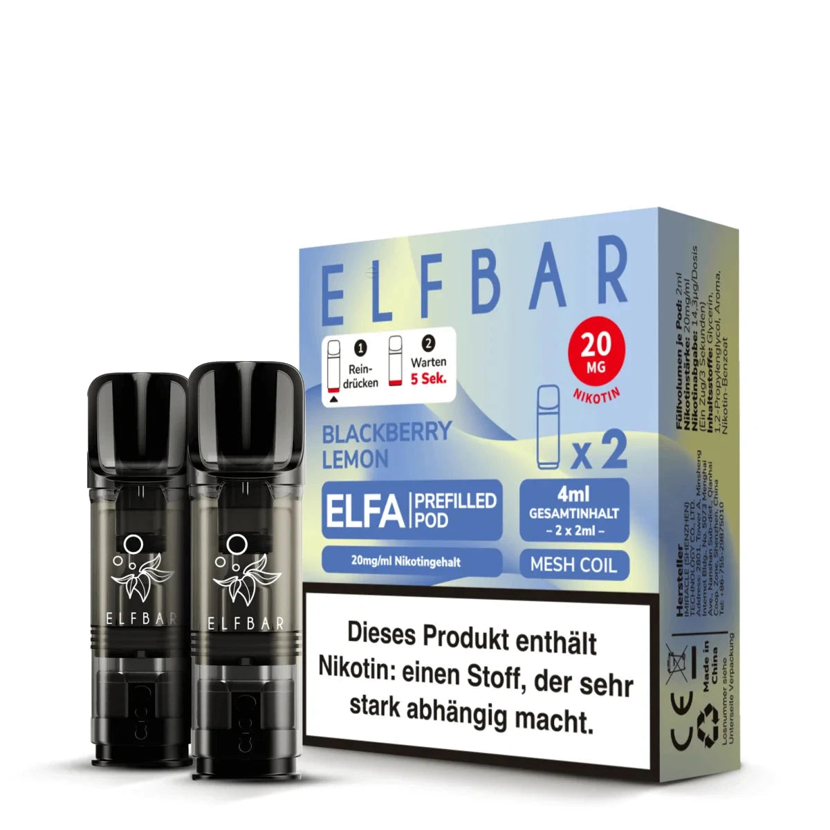 Elfa Mit Nikotin Elfa Pod mit 2% Nikotin - Blackberry Lemon