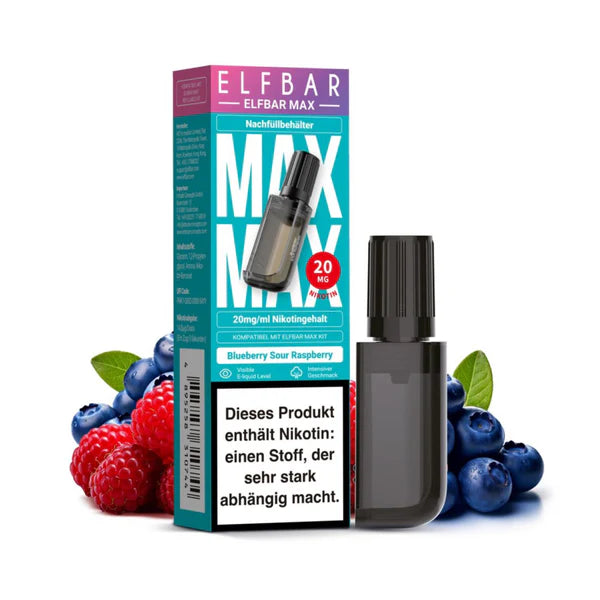 Elfa Mit Nikotin Elfbar Max Refill Container - Blueberry Sour Raspberry 20mg