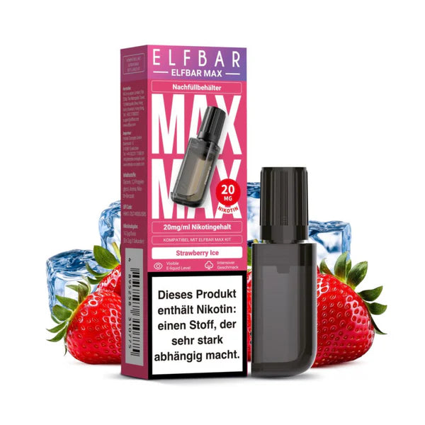 Elfa Mit Nikotin Elfbar Max Refill Container - Strawberry Ice 20mg