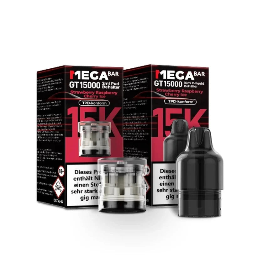 Megabar Mit Nikotin Megabar GT15000 Prefilled Pod - Strawberry Raspberry Cherry Ice