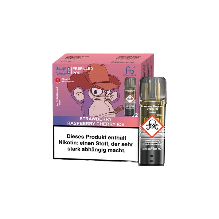 RandM Mit Nikotin RandM Tornado prefilled Pods - Strawberry Raspberry Cherry Ice